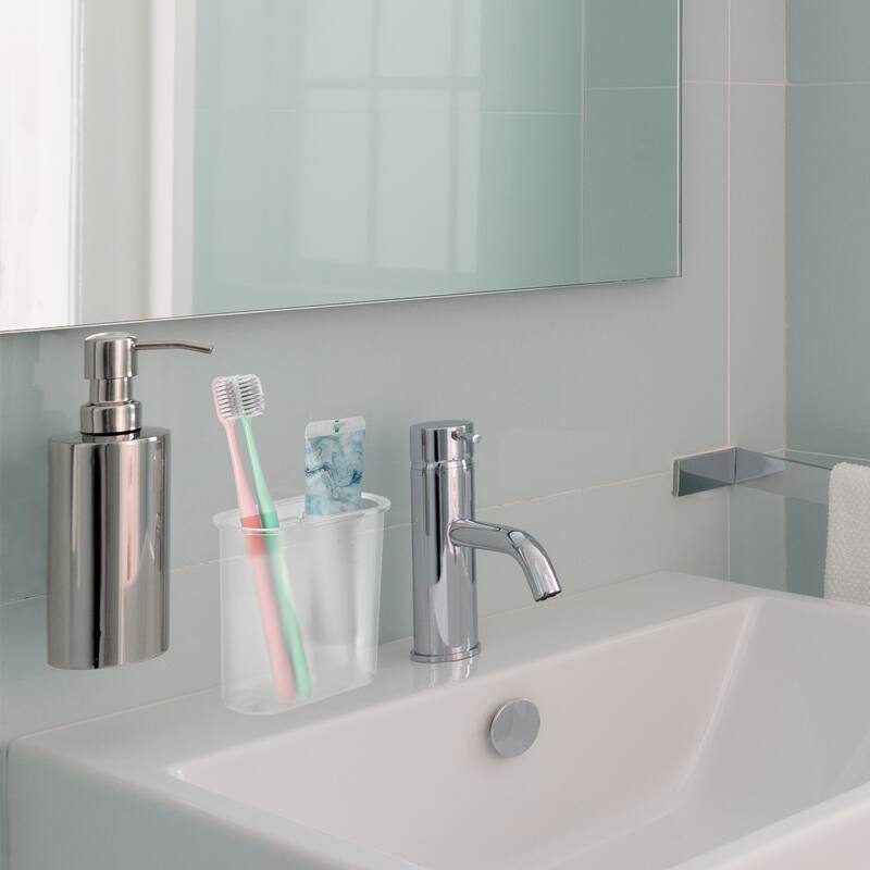 Wall Mount Toothbrush Holder Stand Self Adhesive Tooth Brush Holder for Toothbrush Toothpaste, 4.65"x2.13"x4.25" - Clear
