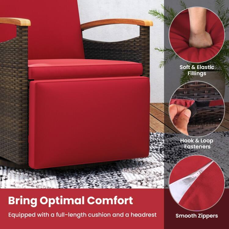 Patio Rattan 360° Swivel Recliner Chair with Adjustable Backrest and Footrest - 31”-54” x 32.5” x 41.5”-31” (L x W x H)