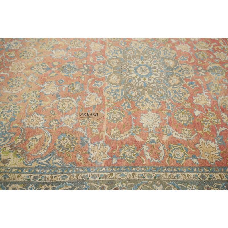 Hand Knotted Oriental 100% Wool Carpet Traditional Floral Oranges & Rust Najafabad Area Rug - 12' 3'' X 8' 1''