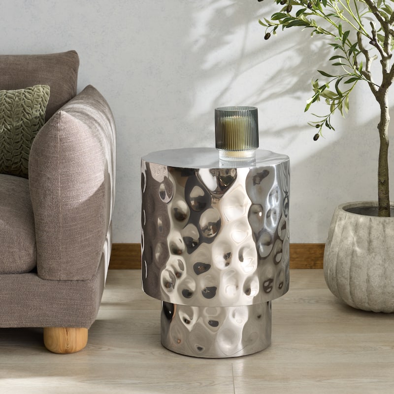 SAFAVIEH Couture Janalee Steel Accent Table - 15"W x 15"D x 20"H - Charcoal