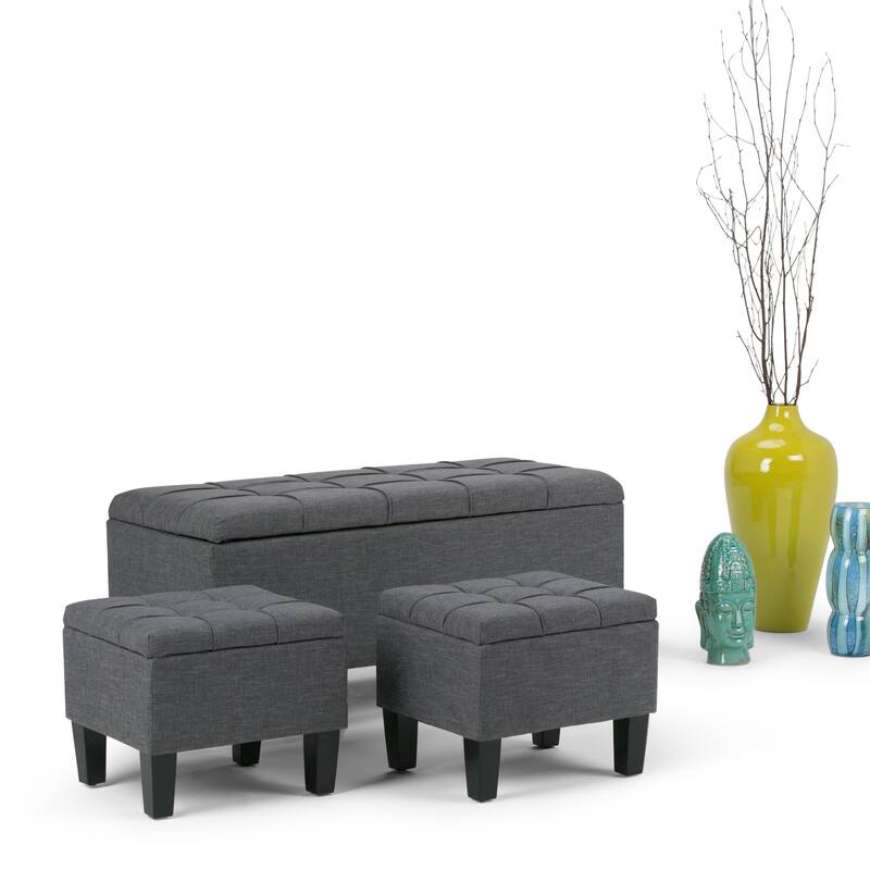 WYNDENHALL Lancaster 44 inch Wide Contemporary Rectangle Storage Ottoman - Slate Grey