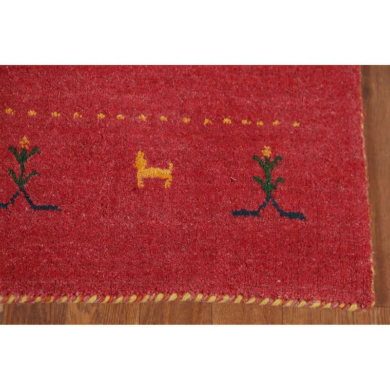 Pink Gabbeh Indian Foyer Rug Handmade Wool Carpet - 2'9"x 4'7"