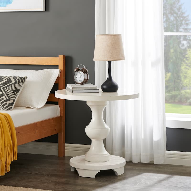 Traditional Round Pedestal End Table