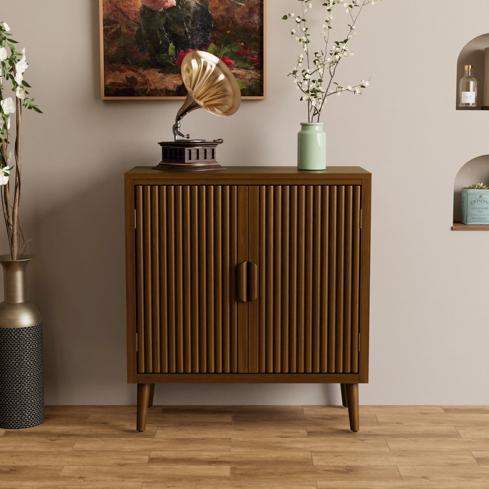 COSIEST Modern Brown Sideboard Storage Cabinet and Buffet