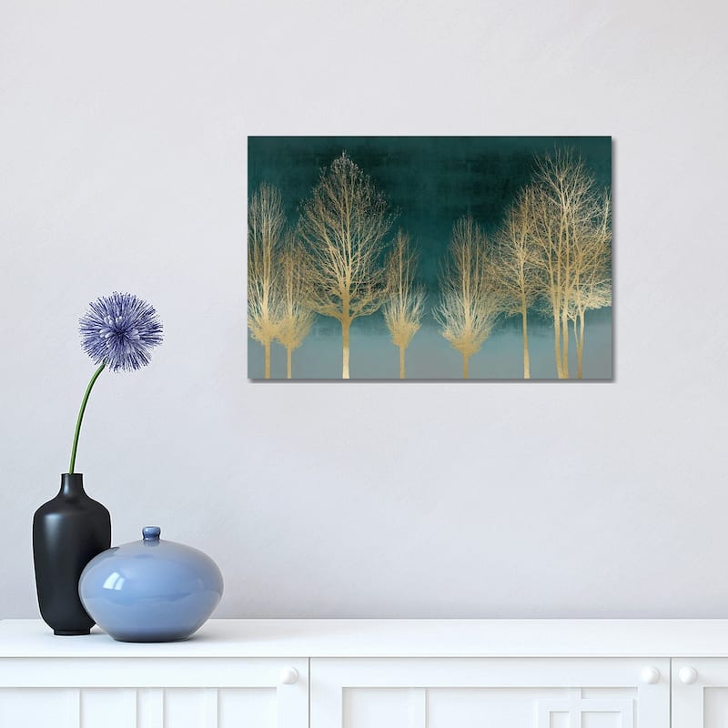 iCanvas "Gold Forest On Teal" by Kate Bennett Canvas Print - 12x18x1.5