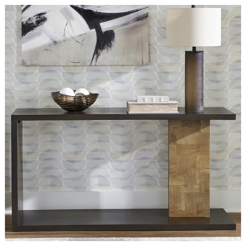 Signature Design by Ashley Camlett Brown Console Sofa Table - 58.13" W x 15.88" D x 30.25" H - Veneer - 58.13" W x 15.88" D x 30.25" H - Brown