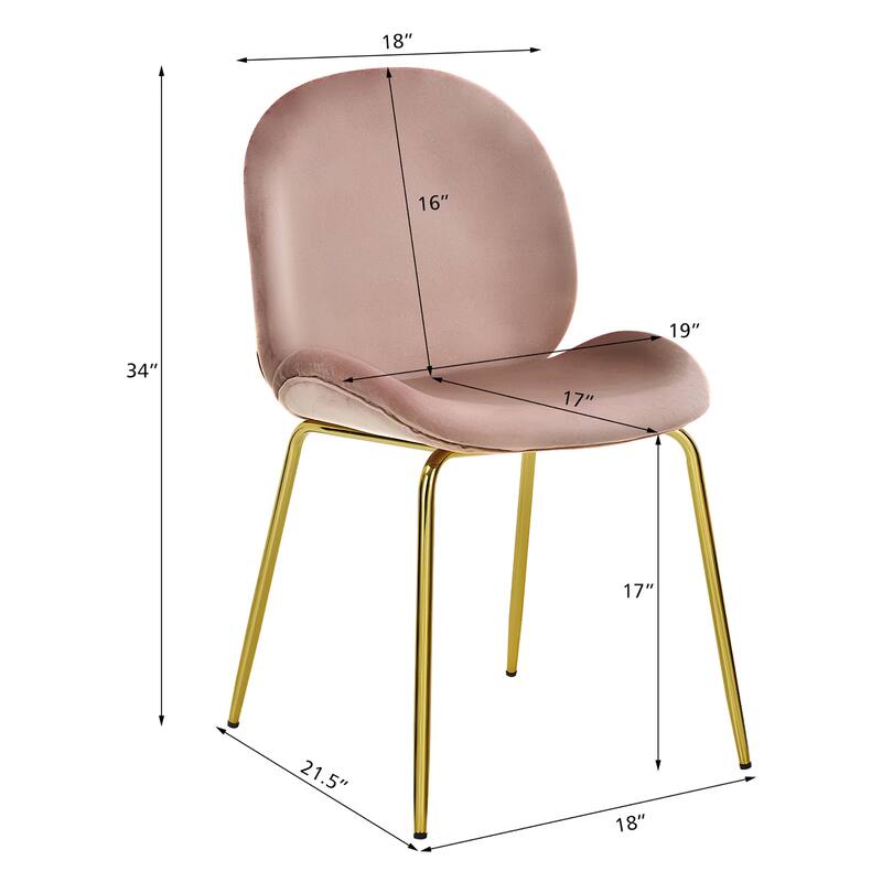 Costway Set of 2 Velvet Accent Chairs Dining Side Chairs w/Gold Metal