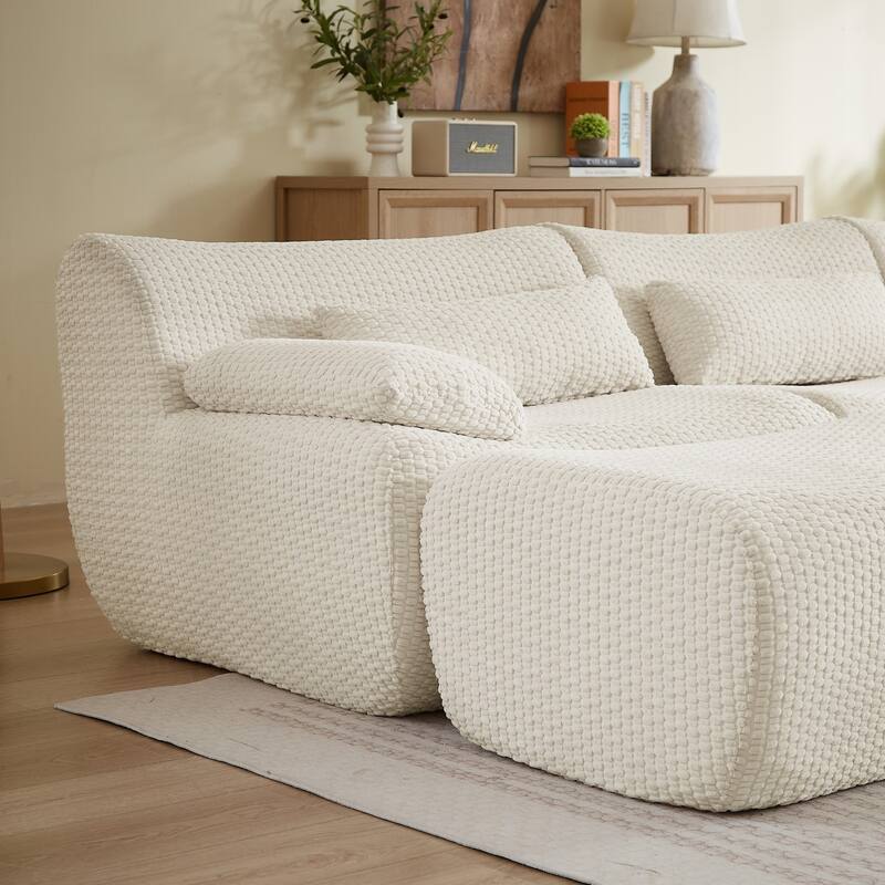 141.7" U-Shaped Corduroy Sectional Sofa with 2 Ottomans, No Assembly Required