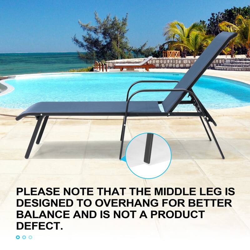 Outdoor Lounge Chairs Chaise Lounge Set with Adjustable Back and Cushions