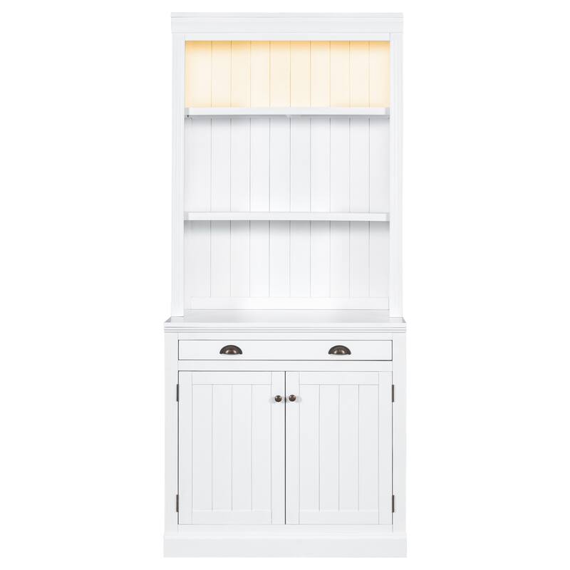 Modern Bookcase with 2 Doors and 1 Drawer,Storage Bookcase with Open Shelves