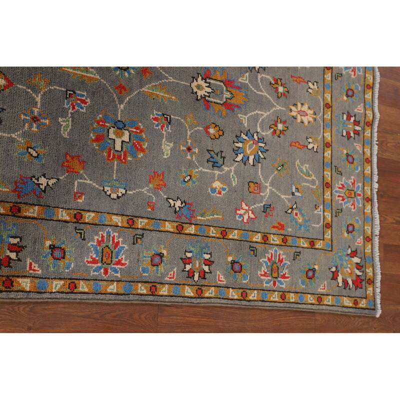 All-Over Gray Oushak Oriental Accent Rug Handmade Wool Carpet - 3'4" x 5'2"