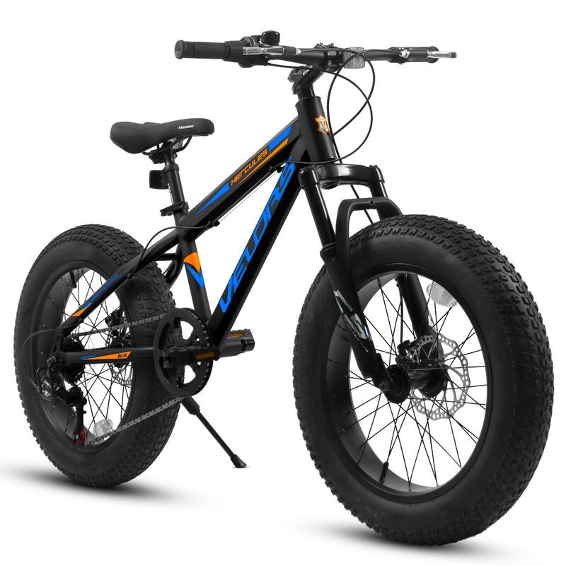 20 Inch Fat Tire Bike Adult 7 Speed Mountain Bike, Dual Disc Brakes,High Carbon Steel Frame,Front Suspension,City Commuter Bike - Black
