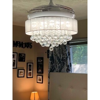 fan ceiling fandelier retractable crystal led modern blades overstock