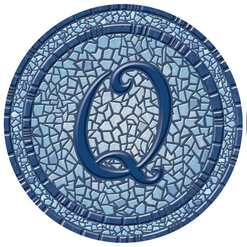 Custom Monogram Decorative Poolmat #2 - Mosaic Pool Art - 29" in Diameter - Letter "Q"