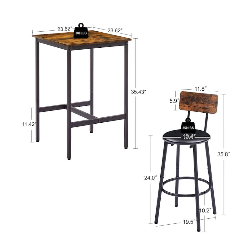 Bar Table Set with 2 Bar stools