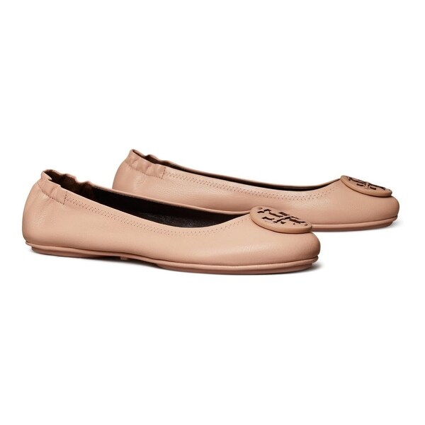 Tory Burch Women's Minnie Travel Ballet Flats w/Leather Logo, Pink