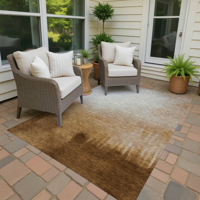 Machine Washable Indoor/ Outdoor Modern Dawn Chantille Rug - Copper - 3' x 5'
