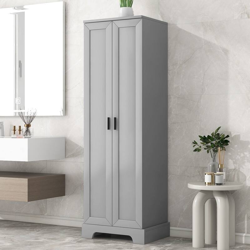 Storage Cabinet with Two Doors for Bathroom, Office, Adjustable Shelf, MDF Board