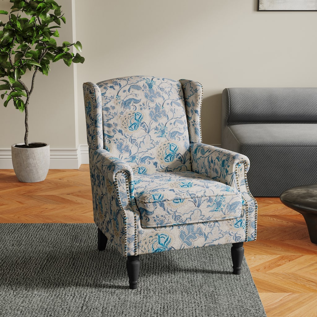 Patterned Upholstered Accent Chair for Living Room