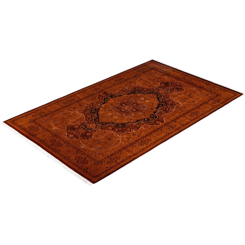 Overdyed One-of-a-Kind Hand-Knotted Area Rug - Orange - 4' 8" x 7' 5"