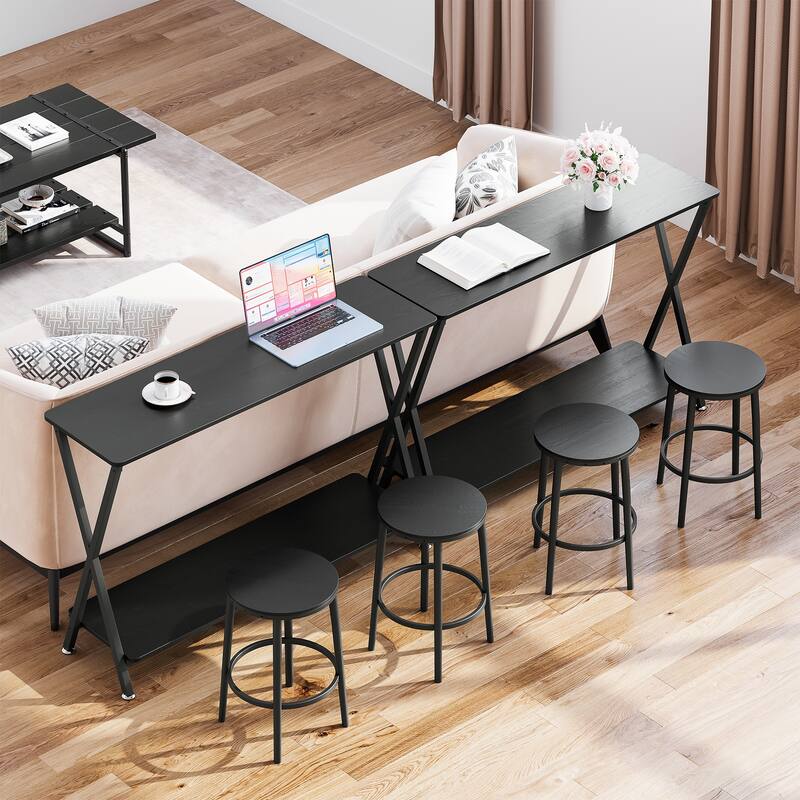 Sofa Tables Narrow Entryway Table with Storage Shelf and Metal Frame