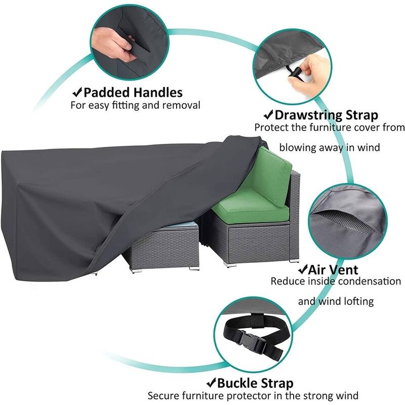 Patio Furniture Cover Oxford & PVC Coating Waterproof & Sun-Resistant