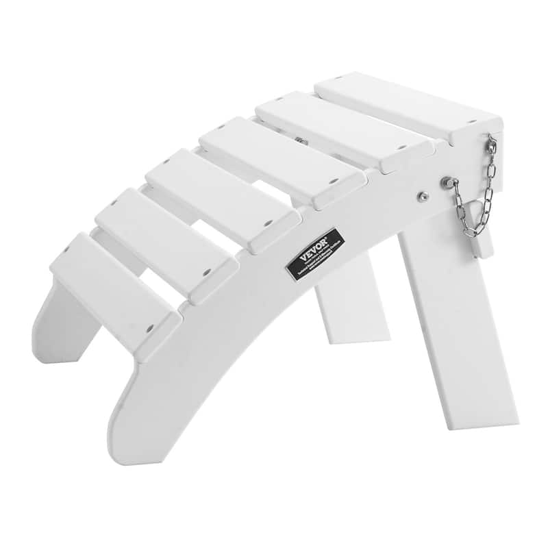 White HDPE Foldable Adirondack Ottoman Footrest with Steel Screws Ideal for Various Outdoor Spaces - 17.7” x 19.7” x 13.8” in