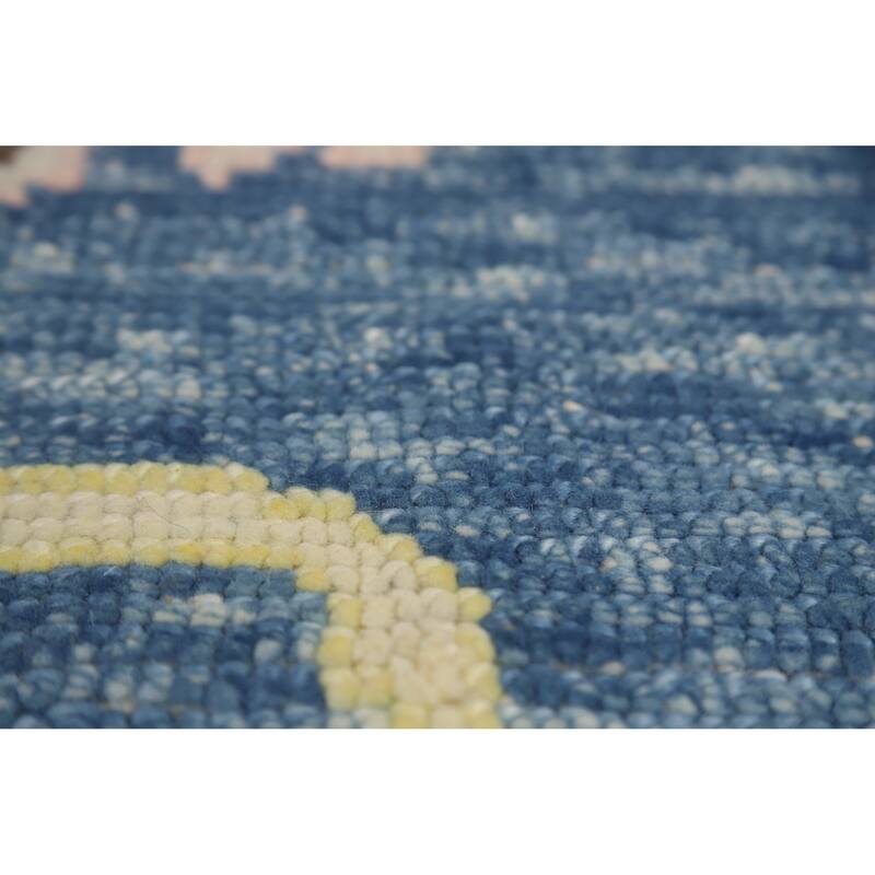 Hand Knotted Oriental 100% Wool Carpet Transitional All-Over Navy Blue & Blues Oushak Area Rug - 11' 2'' X 8' 11''