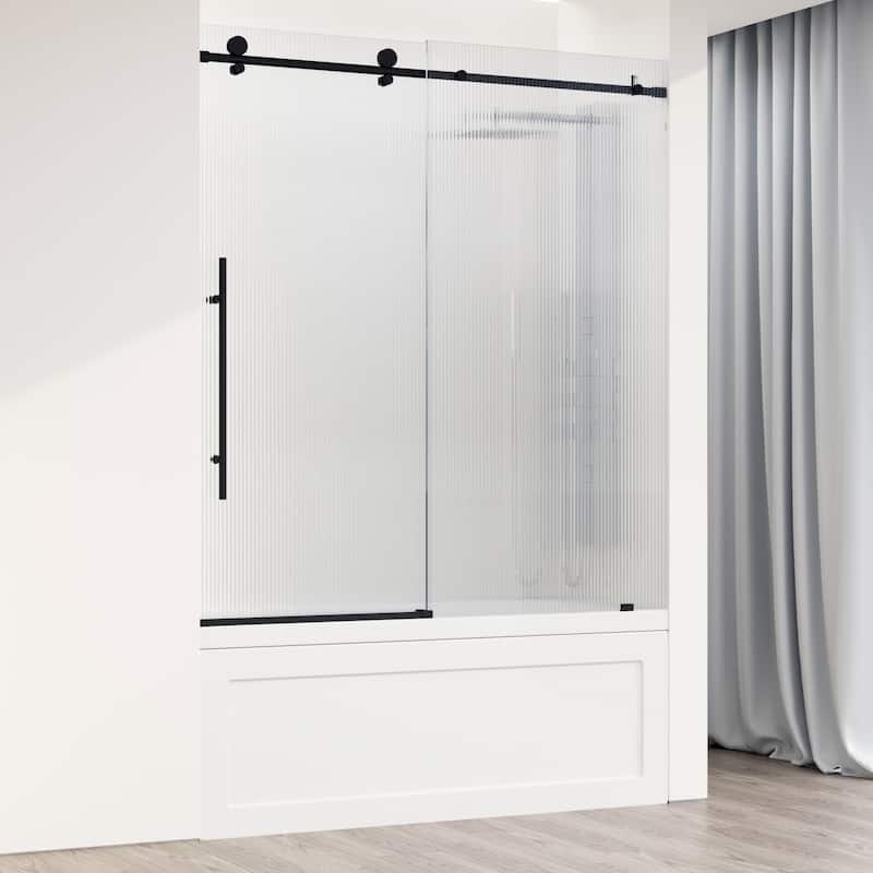 Vigo VG6021FL6066L Elan E-Class 66" High x 60" Wide Sliding Frameless - Matte Black