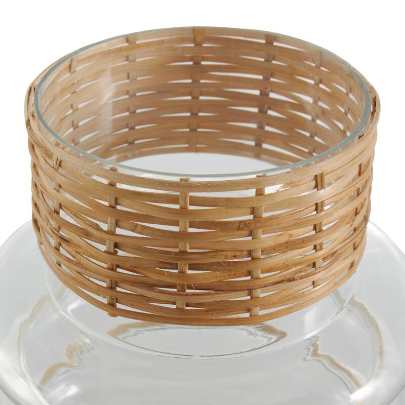 Clear Glass Handmade Rattan Wrapped Vase (Set of 2)