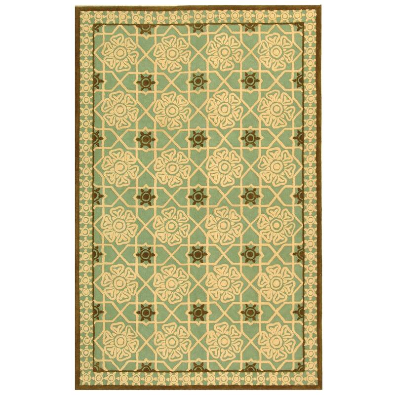SAFAVIEH Handmade Newport Misae Modern Cotton Rug - 7'9" x 9'9" - Teal/Ivory - Rectangle
