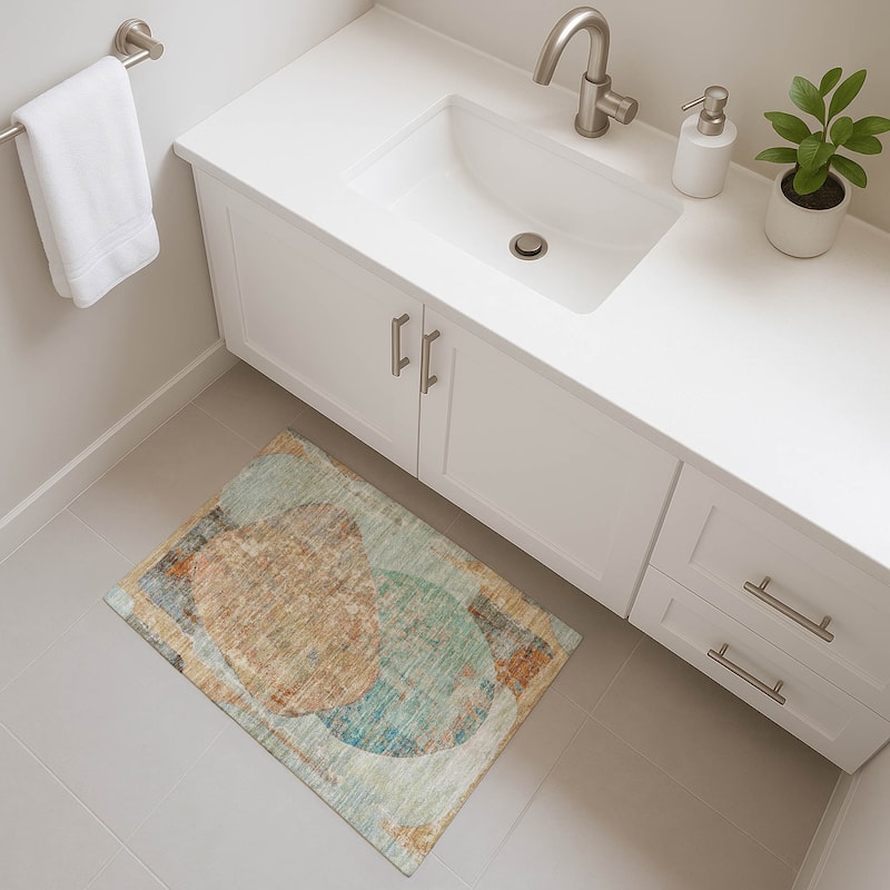 Premium Washable Super Soft Abstract Modern Mayfield Rug - Teal - 1'8" x 2'6"