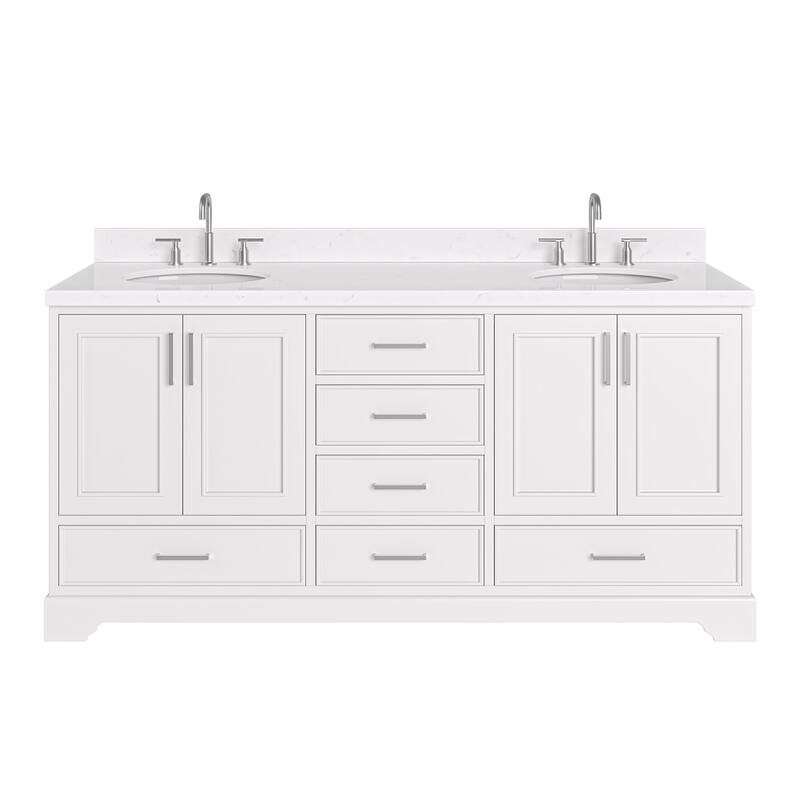 Ariel M072DCQOVO Stafford 72" Free Standing Double Basin Vanity Set - White