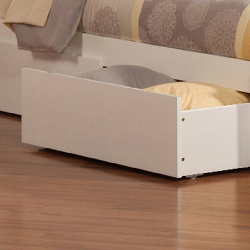 Madison King Platform Bed with Footboard and 2 Drawers in White