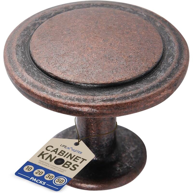 Cabinet Knobs, Oil Rubbed Bronze Finish, Modern Design Easy Installation - 50 Pieces