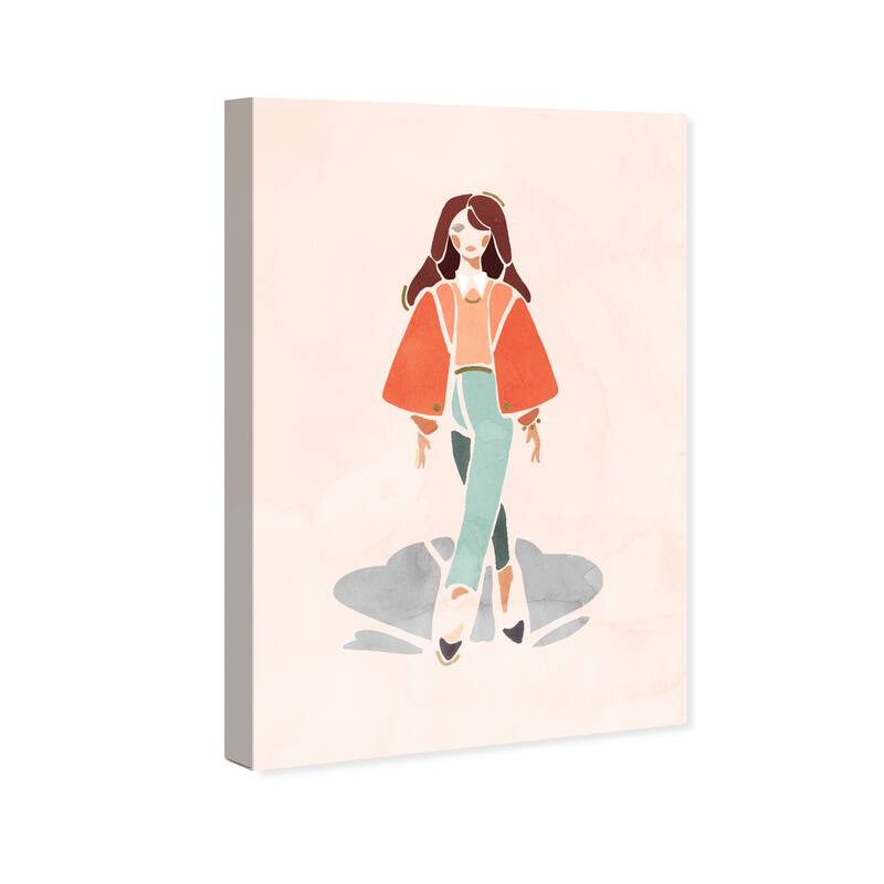 Wynwood Studio Canvas Fashion and Glam Abstract Girl II Orange and Pastel Orange Modern & Contemporary Wall Art Canvas Print