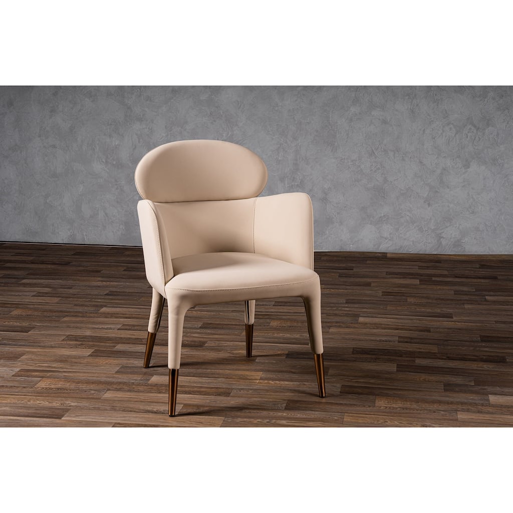 Modrest Shannon Modern Beige Vegan Leather & Rosegold Dining Chair