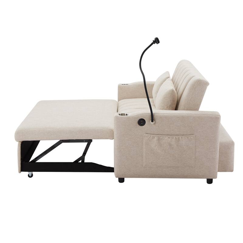 55.9" Convertible Sofa Bed Loveseat Sofa with Three USB Ports