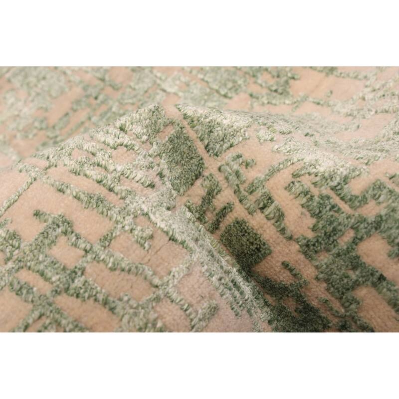 ECARPETGALLERY Hand-knotted Legacy Green Silk, Wool Rug - 2'6 x 12'3