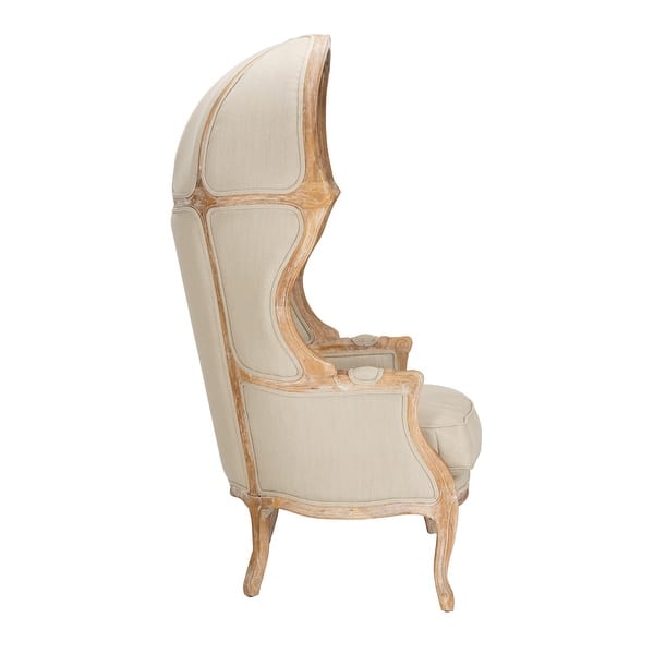 Safavieh Couture High Line Collection Sabine Oak Natural Linen Victorian Balloon Chair Overstock 11178137