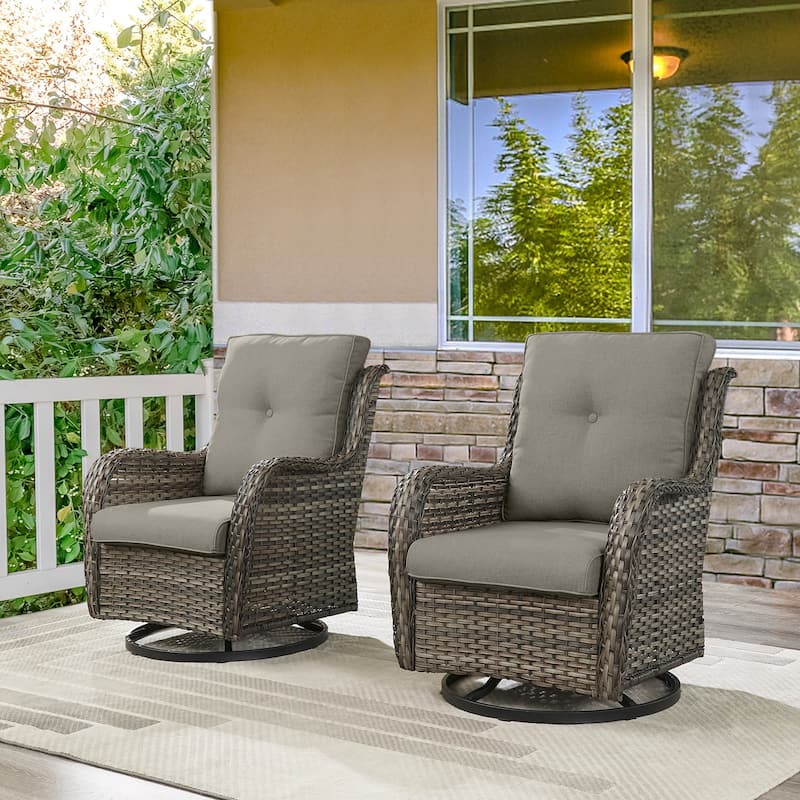 Patio Rattan Chair Swivel Rocking Chair - Grey - Grey - Grey