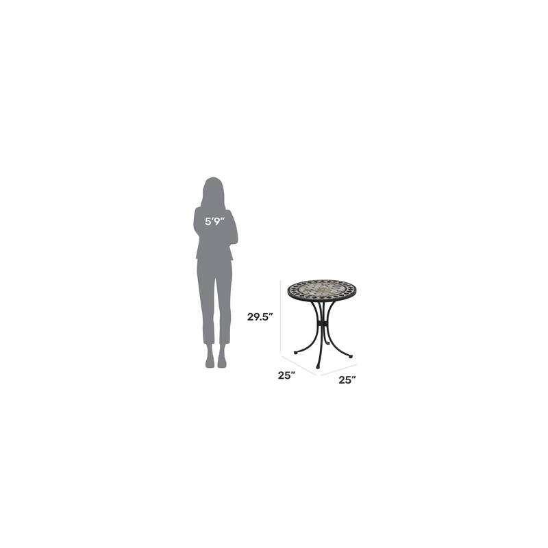 Laguna Black Outdoor Bistro Table with Marble Tile Top