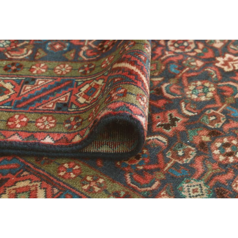 Fine Vintage Distressed Boulus Blue/Rust Runner - 3'9" x 10'9"