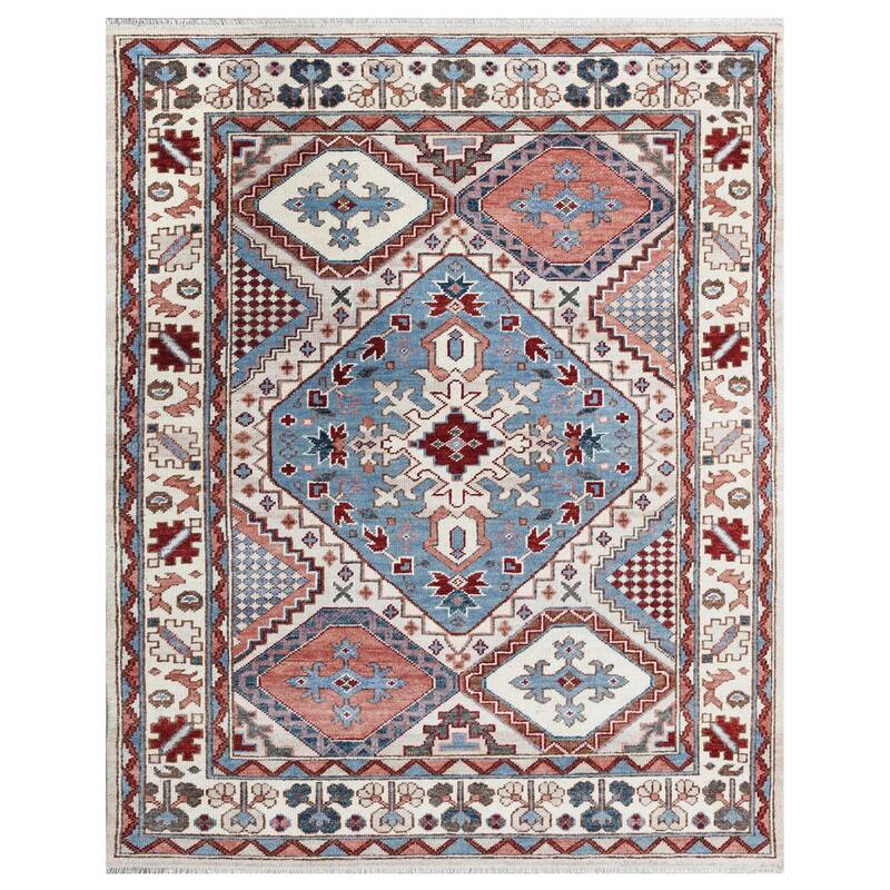 Gray Hand Knotted Wool Traditional Heriz Rug, 8' x 10', plush cozy accent rug - L