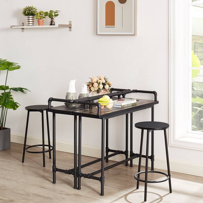 Mid Century Console Table with Power Outlet, Narrow Sofa Table, Sofa Couch Table with Charging Station USB Port