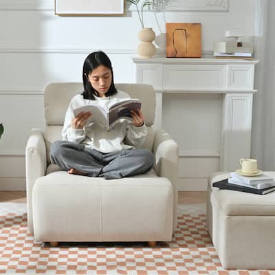 Modern Oversized Chair Accent Chair with Storage Ottoman, Reading Chair Deep Seat Sofa Couch Lounge Chair