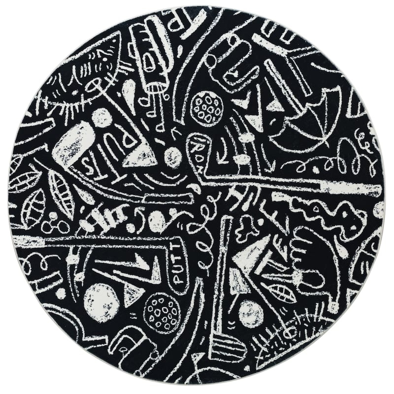 Katie Merz SPORTSGLYPHS Golf Area Rug - 6' Round - Black