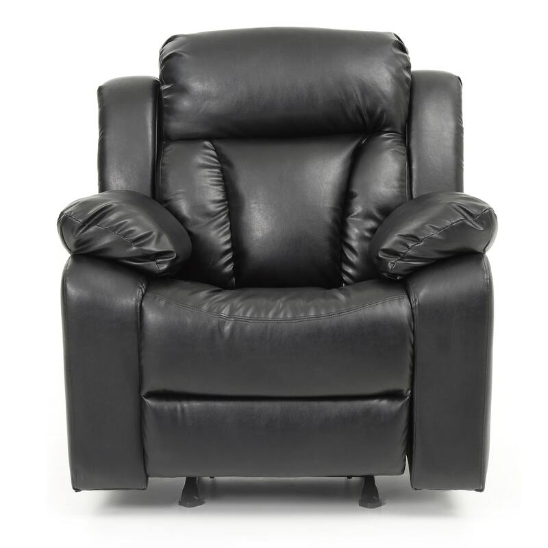 Faux Leather Upholstered Reclining Chair with Padded Arms - 41" - Black