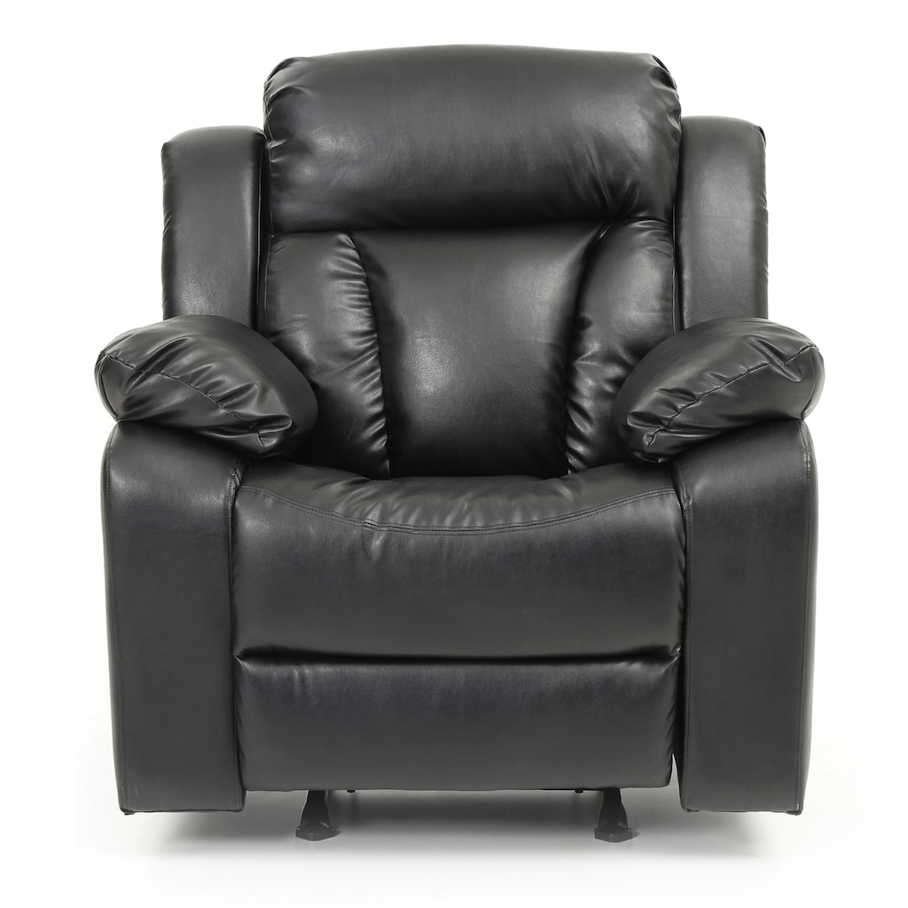 Faux Leather Upholstered Reclining Chair with Padded Arms - 41" - Black