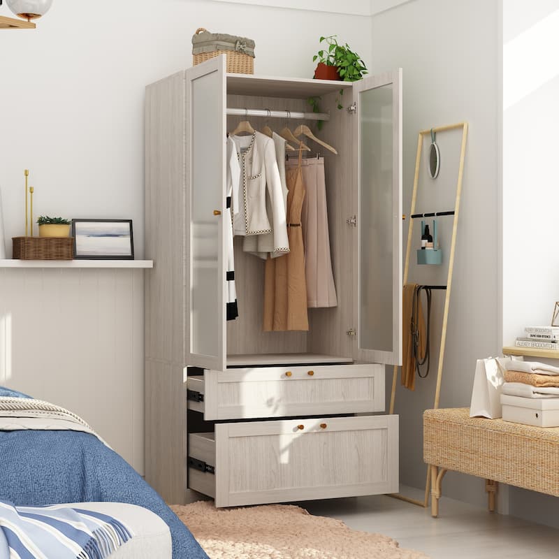 Combo Elegant Light Gray Wardrobe Modular Closet Configuration Armoire